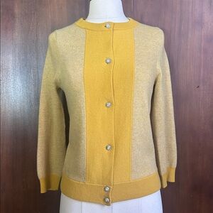 Y2K J Crew Retro 50’s Yellow Paneled Cardigan M